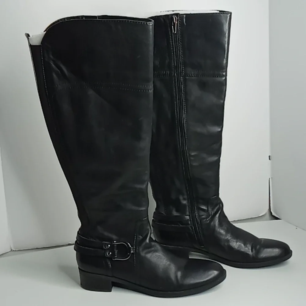 Audrey Brooke Black Knee-High Leather Boots - sz 8.5M